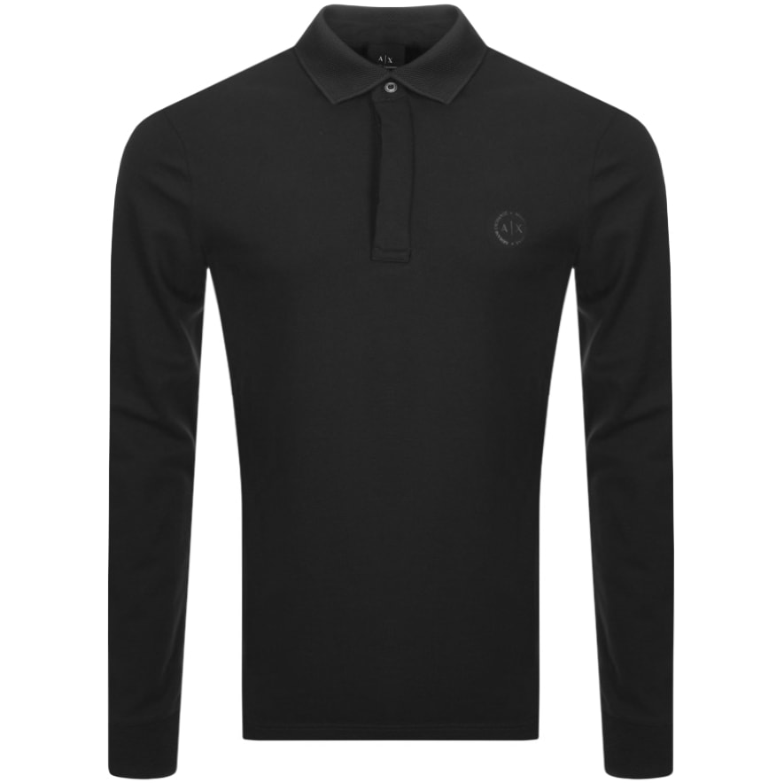 Alternative Image for ProductArmani Exchange Long Sleeved Polo T Shirt Black1